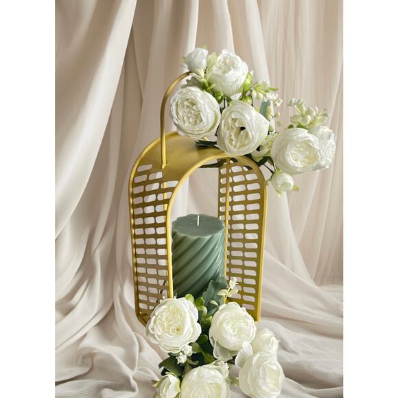 Metal Yellow Decorative Candleholder Centerpiece - Picture 1 of 9